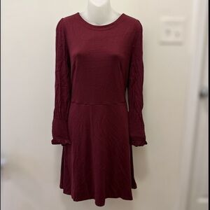 Burgundy Marooon long Sleeve Shift Dress The Loft size 10